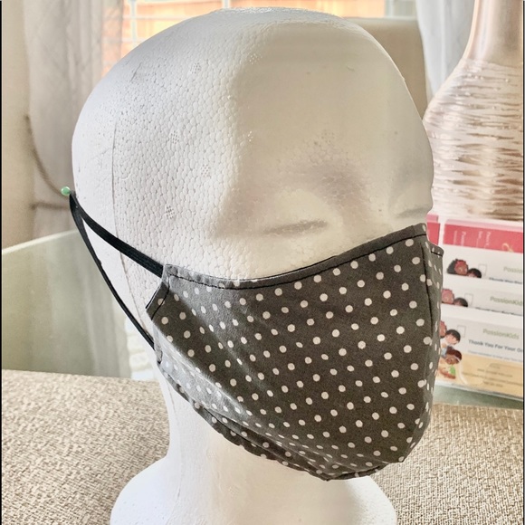Homemade Accessories Gray And White Polka Dots Face Mask Poshmark